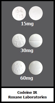 codeine tablets 15mg 30mg 60mg Roxane