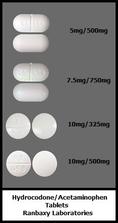 hydrocodone/acetaminophen tablets generic Ranbaxy