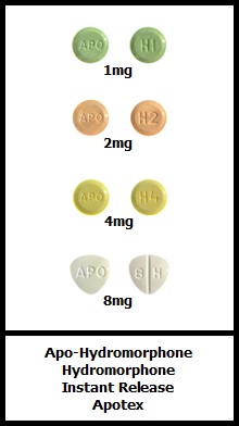 Apo-Hydromorphone tablets 1mg 2mg 4mg 8mg Apotex