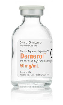 Demerol meperidine iv 50mg 30ml vial Hospira