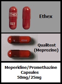 Meprozine meperidine/promethazine capsules Ethex Qualitest