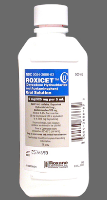 Roxicet oxycodone/acetaminophen oral solution 5mg/325mg per 5ml Roxane