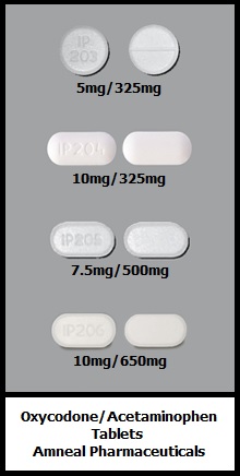 oxycodone/acetaminophen tablets generic Amneal