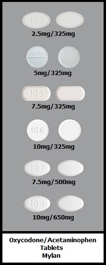 oxycodone/acetaminophen tablets generic Mylan