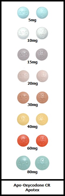 Apo-Oxycodone CR oxycodone extended-release tablets 5mg 10mg 15mg 20mg 30mg 40mg 60mg 80mg Apotex