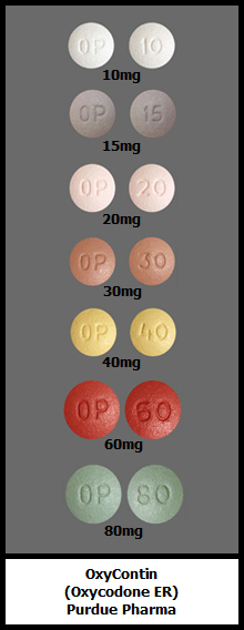 OxyContin OP oxycodone extended-release tablets 10mg 15mg 20mg 30mg 40mg 60mg 80mg
