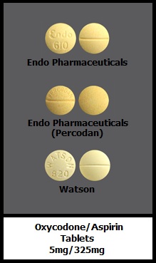 Percodan oxycodone/aspirin tablets